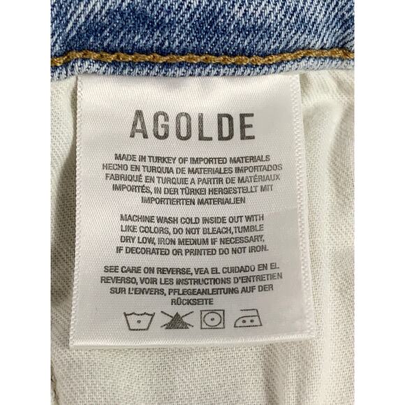 Agolde Merrel Straight Mid Rise Jeans Astray Womens 32 Light Wash Raw Hem Ankle - Picture 5 of 15
